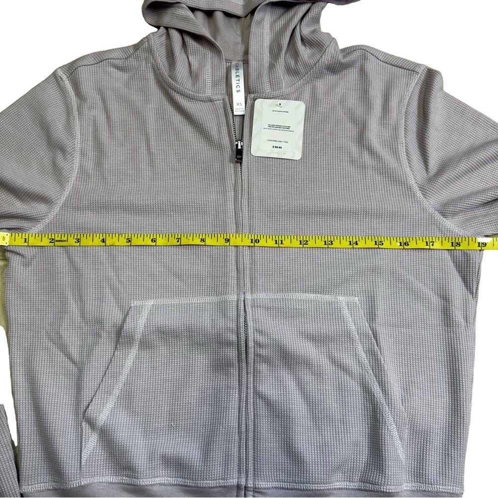 Fabletics Women's XS Zip-Up Waffle Hoodie Muted Mauve Petal Pockets Ribbed Cuffs - Picture 10 of 15